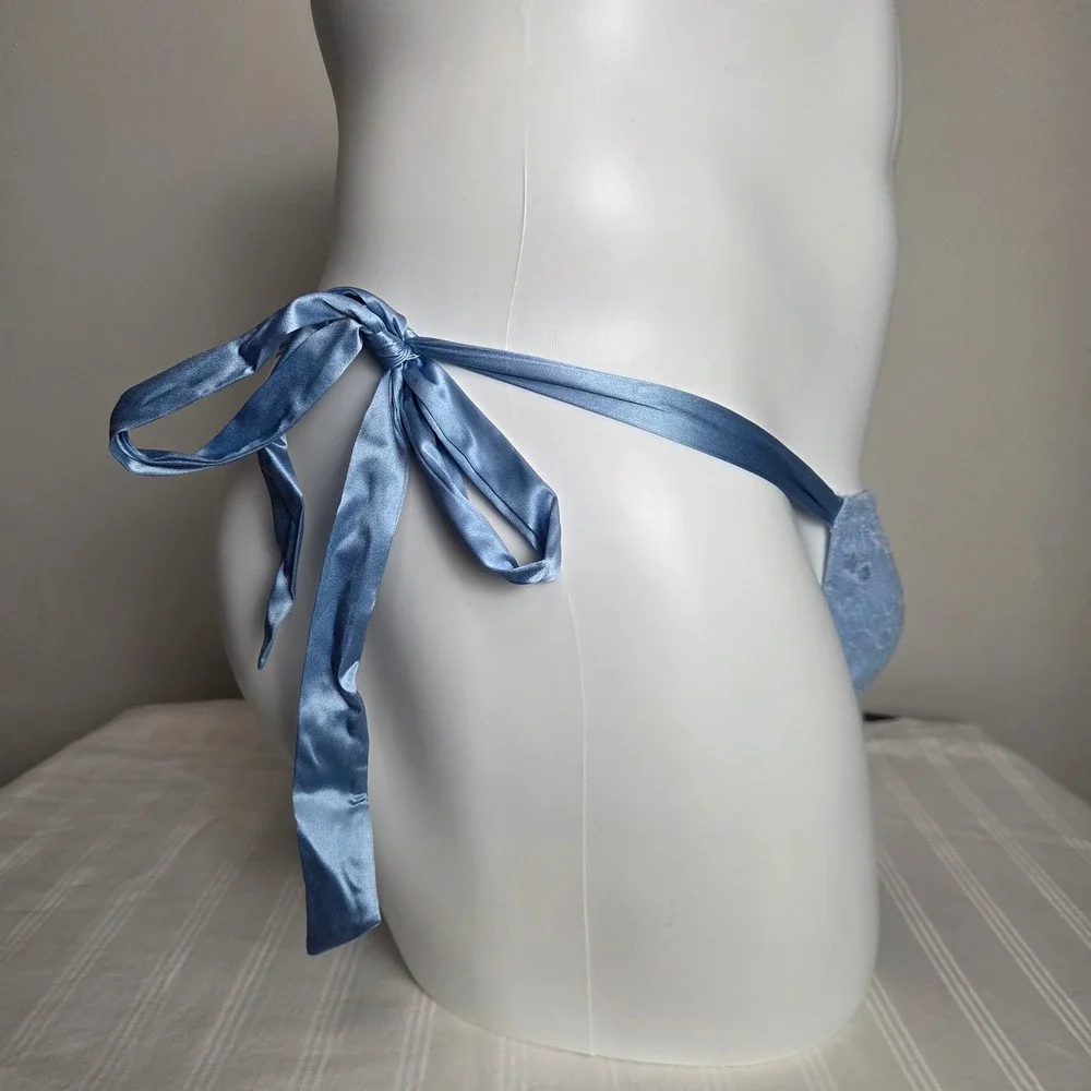 Cosabella Never Say Never Mens Lace Side Tie Thong Light Blue‎ Underwear